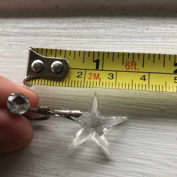 Vintage clear crystal star drop earrings - Picture 3 of 3